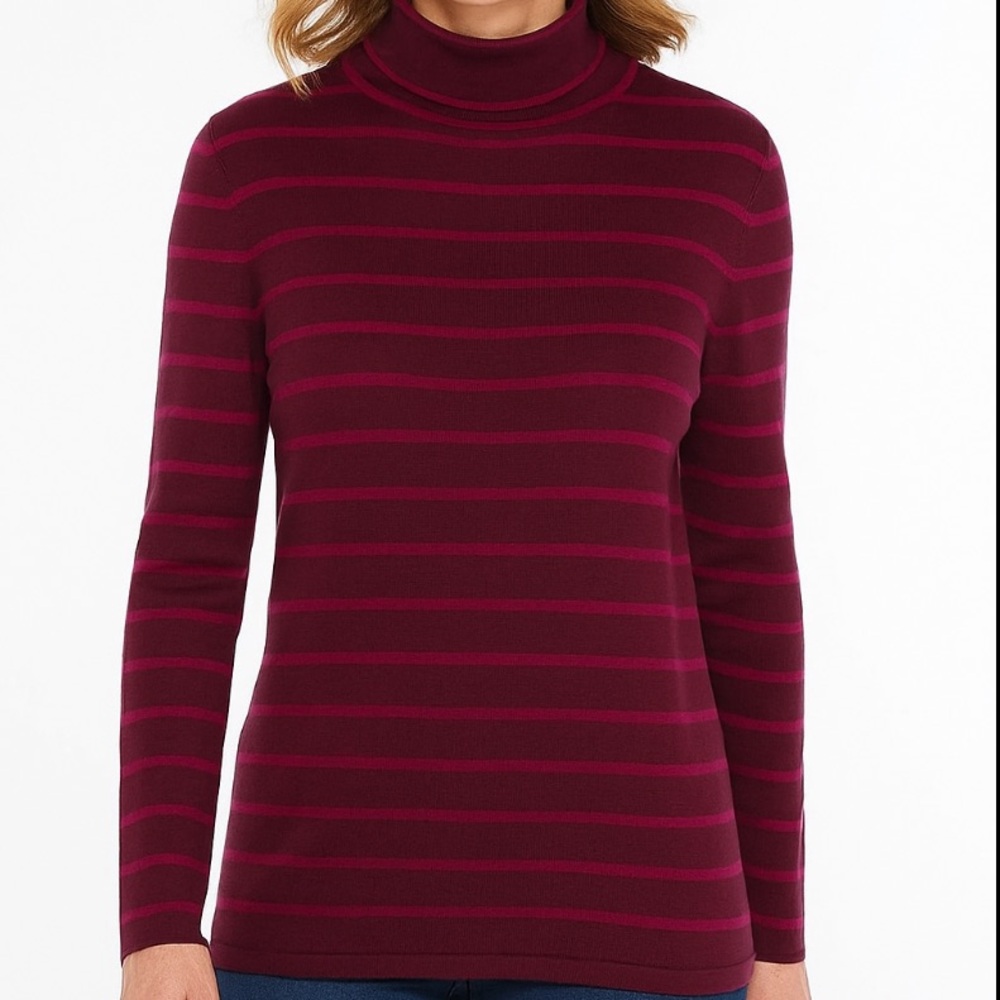 New Chico’s | Ashlan Turtleneck Plum Wine Stripe Lurex Metallic Size 3 US XL/16